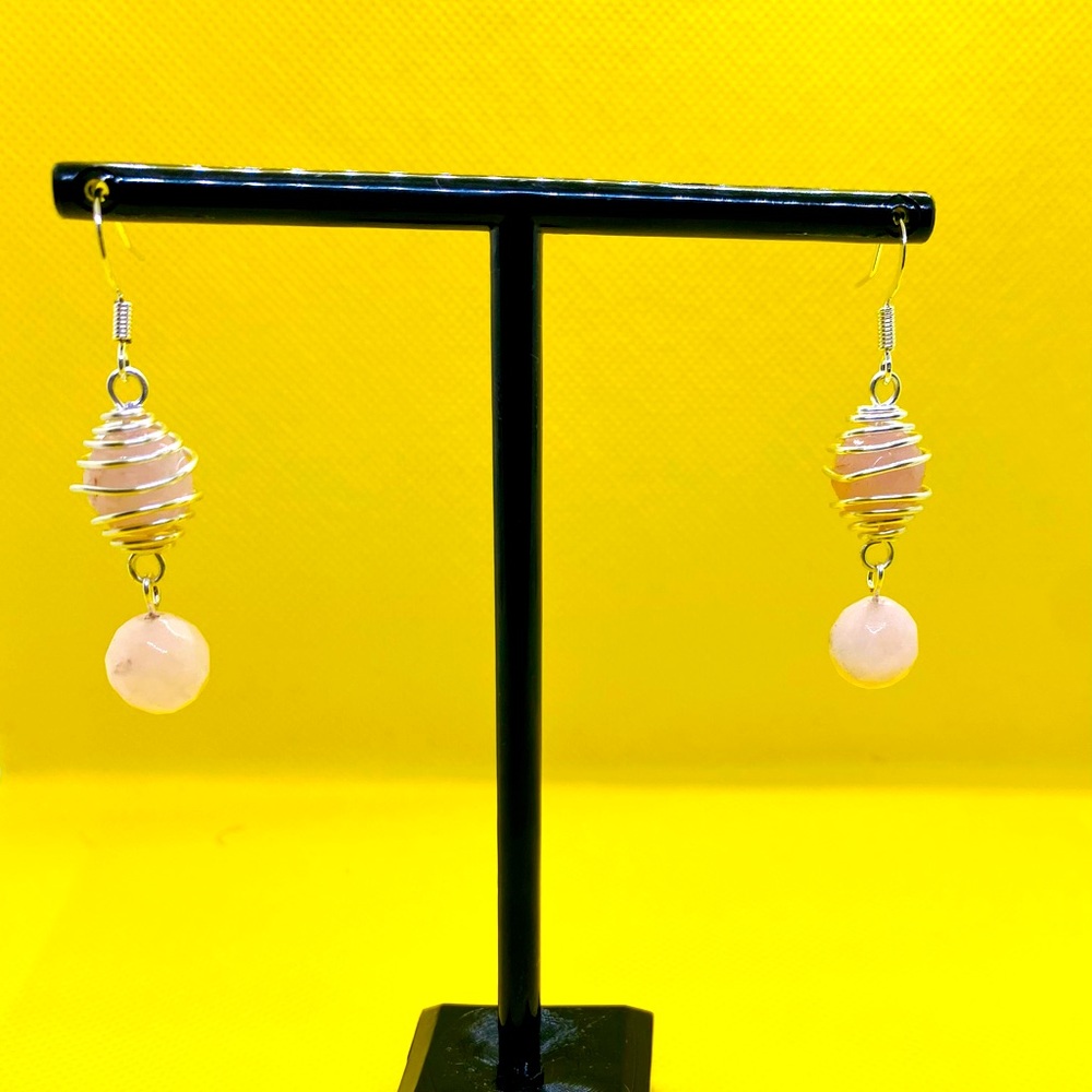Light Pink Caged Bead Earrings